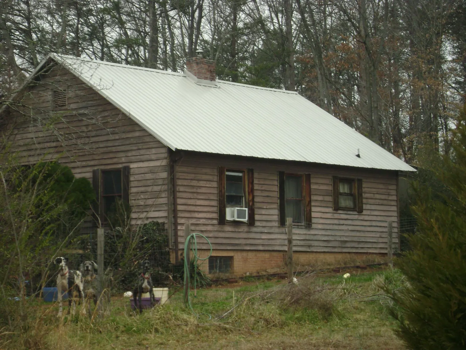 White metal roof on an old wood sided farmhouse, from a Asphalt Shingle Roof Repair job in North Pitcher